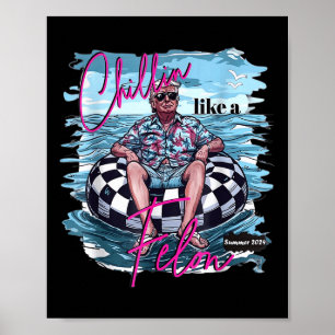 Póster A Chillin le gusta un Felon Retro Verano gracioso