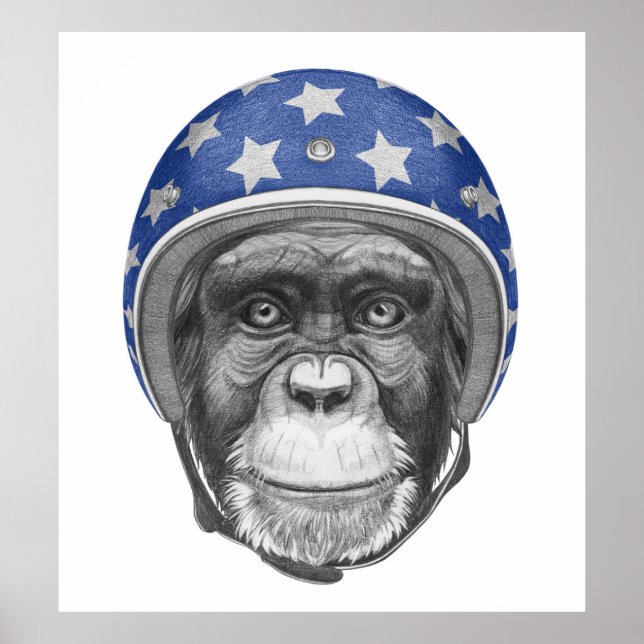 Póster A Chimpanzee Motorcycle Rider (Frente)