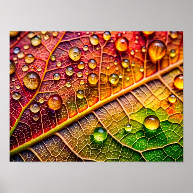 Póster A close-up of a vibrant, textured leaf (Frente)