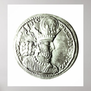 Póster A coin depicting profile of Shapur II,