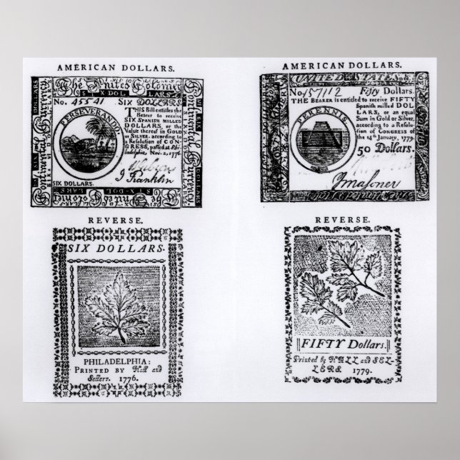 Póster A colonial six dollar bill (Frente)