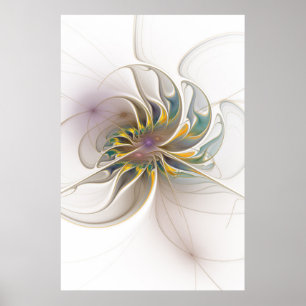 Póster A colorful fractal ornament. Abstract Flower art