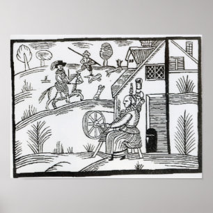 Póster A Country Scene with a woman spinning