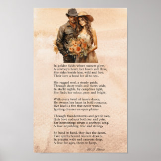 Póster A Cowboy’s Heart – Romantic Western Poem Poster