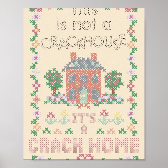 Póster A Crack Home - cross stitch embroidery  (Frente)