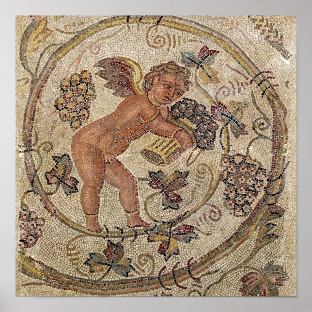 Póster A cupid picking grapes, fragment of pavement (Frente)