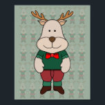Póster A cute deer<br><div class="desc">A cute deer wearing an outfit to keep warm in winter. Great gift for Christmas,  birthday,  valentine's day,  which will give a lot of happiness to friends,  fathers,  mothers,  children and other relatives.</div>