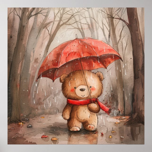 Póster A Cute Teddy Bear in The Rain (Frente)