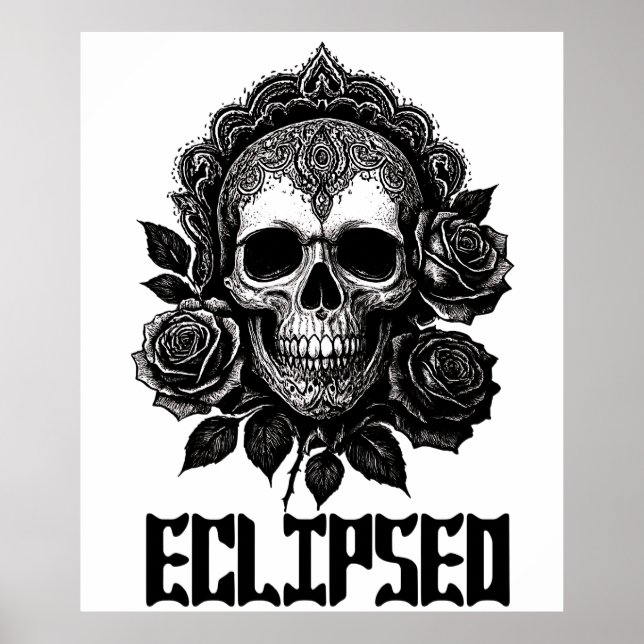 Póster A detailed skull adorned with intricate patterns (Frente)