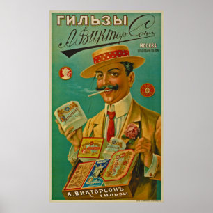 Póster A. Documentos de cigarrillos Viktorson ~ Moscú Rus