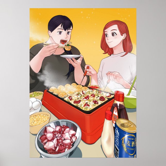 Póster A ella le encanta cocinar y a ella le encanta come (Frente)