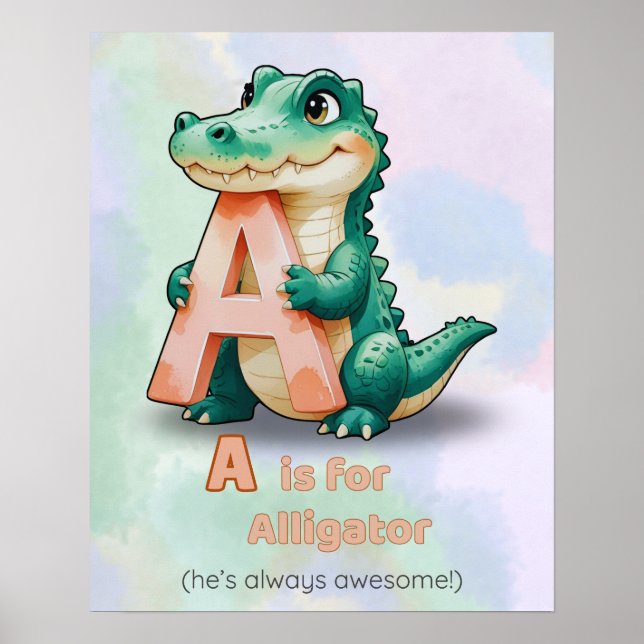 Póster A es para el lagarto - Poster infantil (digital) (Frente)