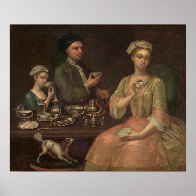 Póster A Family of Three at Tea, c.1727 (Frente)
