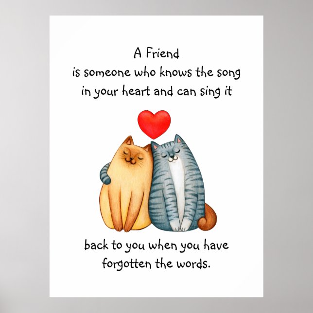 Póster A Friend Friendship Love Quote Cute Cats Mug  (Frente)