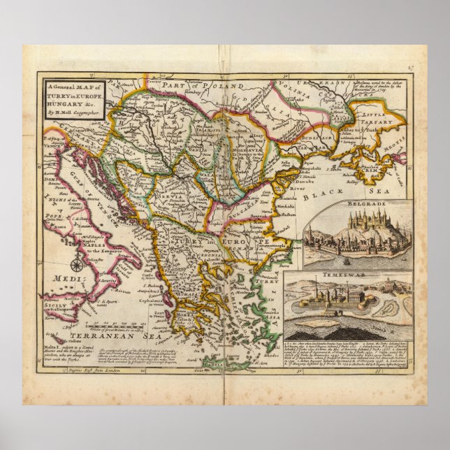 Póster A general map of Turkey in Europe (Frente)