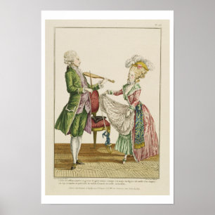 Póster A gentleman playing the violin while a lady dances