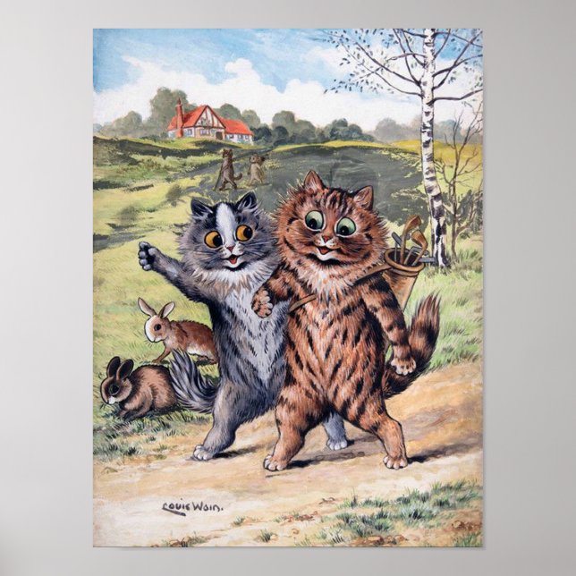 Póster A Golfing Match, Louis Wain (Frente)