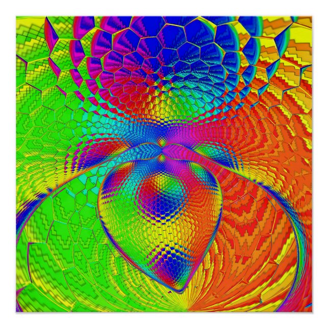 Póster a heart with a psychedelic and colorful style (Anverso)