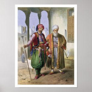 Póster A Janissary and a Merchant in Cairo, illustration
