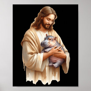 Póster A Jesús Le Encanta Moo Deng Bouncy Pig Cute Ba
