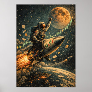 Póster A La Luna - Astronauta de Trading, Forex, Crypto