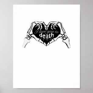 Póster A la muerte - Corazón de mano esqueleto