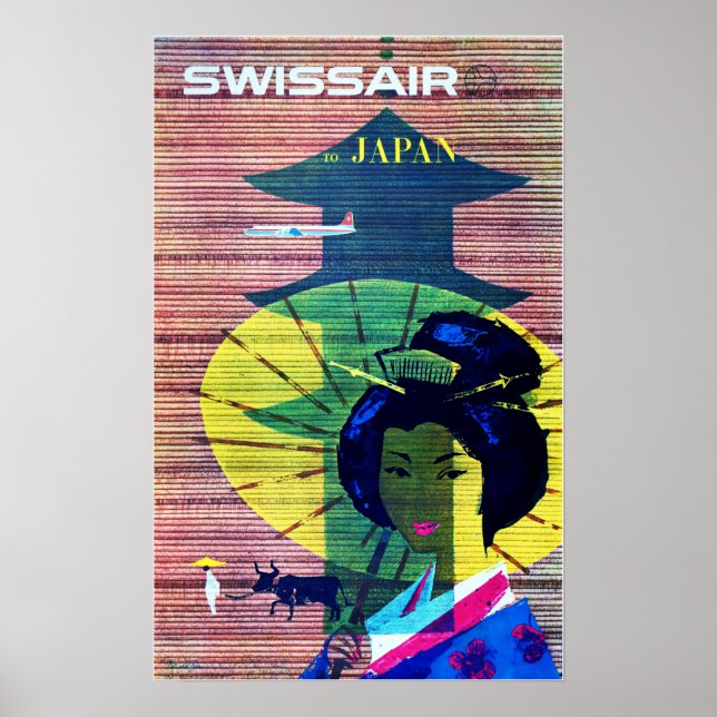 Póster A la publicidad de Aerolíneas Suizas Antiguas de A (Frente)