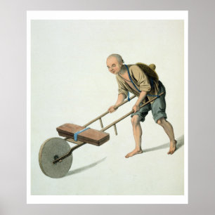Póster A Labourer, plate 27 from 'The Costume of China',