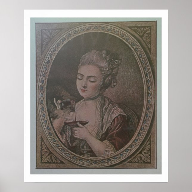 Póster A Lady Drinking Chocolate (colour litho) (Frente)