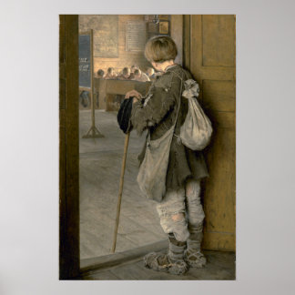 Póster A las puertas de la escuela por Bogdanov-Belsky