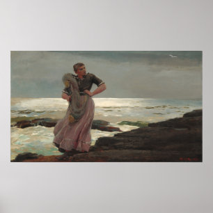 Póster A Light on the Sea - Winslow Homer Fine Art Poster