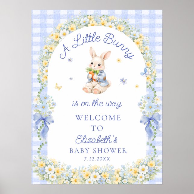 Póster A Little Bunny Is On The Way Baby Shower Welcome (Frente)