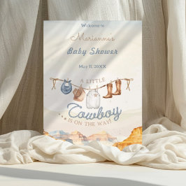 Póster A Little Cowboy Western Canyon Baby Shower Weclome