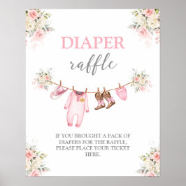 Póster A little Cowgirl Pink Diaper Raffle sign