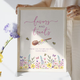 Póster A Little Honey Baby Shower Favors & Treats Sign