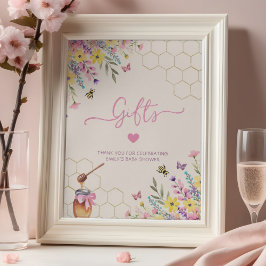 Póster A Little Honey Bee Pink Floral Baby Shower Gifts