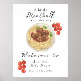 Póster A little Meatball is on the way Baby Shower