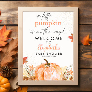 Póster A Little Pumpkin is on her Way, Baby Shower