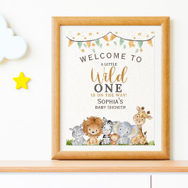Póster A Little Wild One Safari Animals Baby Shower