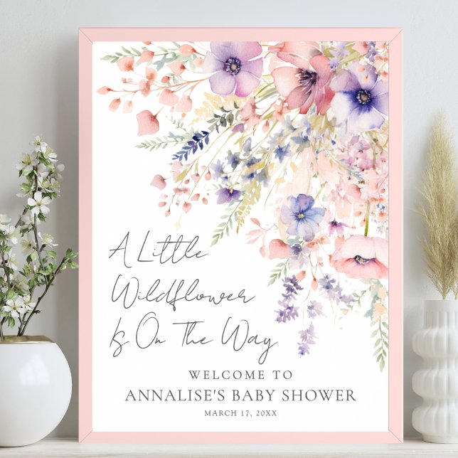Póster A Little Wildflower Floral Baby Shower Welcome (A Little Wildflower Floral Baby Shower Welcome Poster)