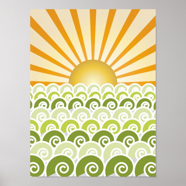 Póster A lo largo de las olas el Poster verde (Frente)