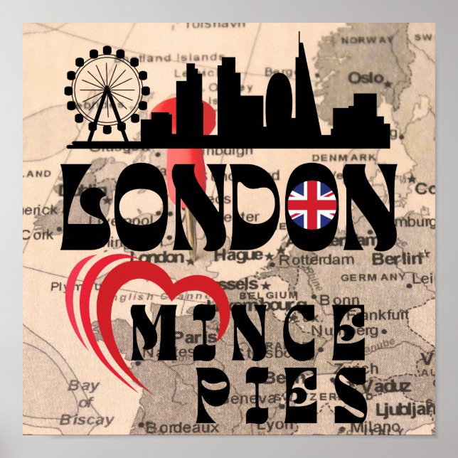 Póster A Londres le encanta la ciudad de Mince Pies (Frente)