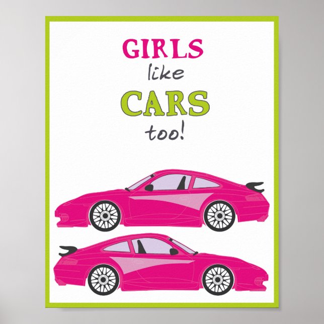 Póster ¡A los chicas también les gustan los coches! ilust (Frente)