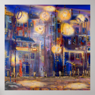 Póster A lot of lights at the streetabstract background,a