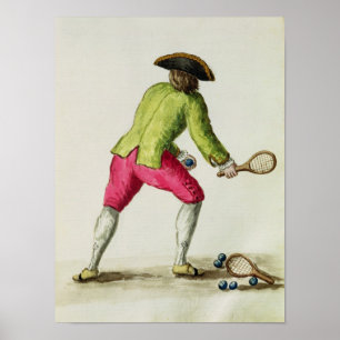 Póster A Man Playing with a Racquet and Balls