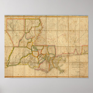 Póster A Map of the State of Louisiana