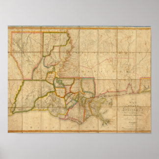 Póster A Map of the State of Louisiana