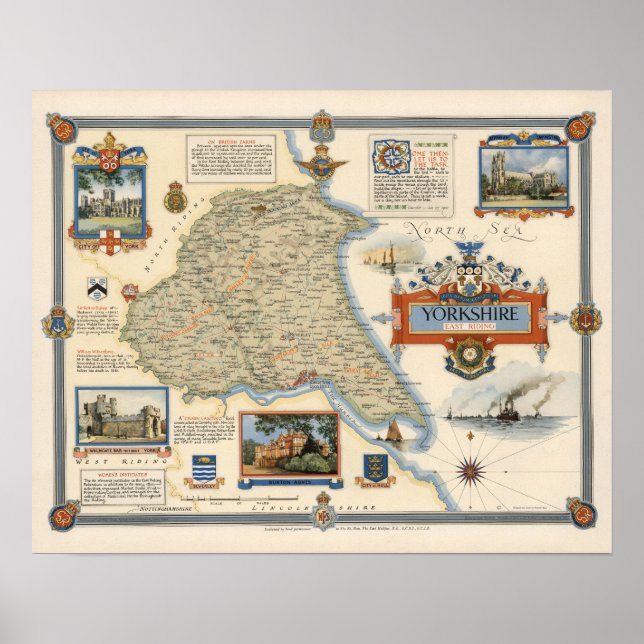 Póster A Map of Yorkshire: East Riding (Frente)