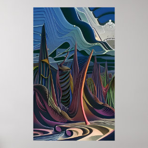 Póster A medio camino hacia un futurismo abstracto