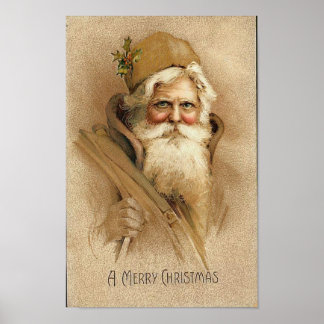 Póster A Merry Christmas  Old Santa Card